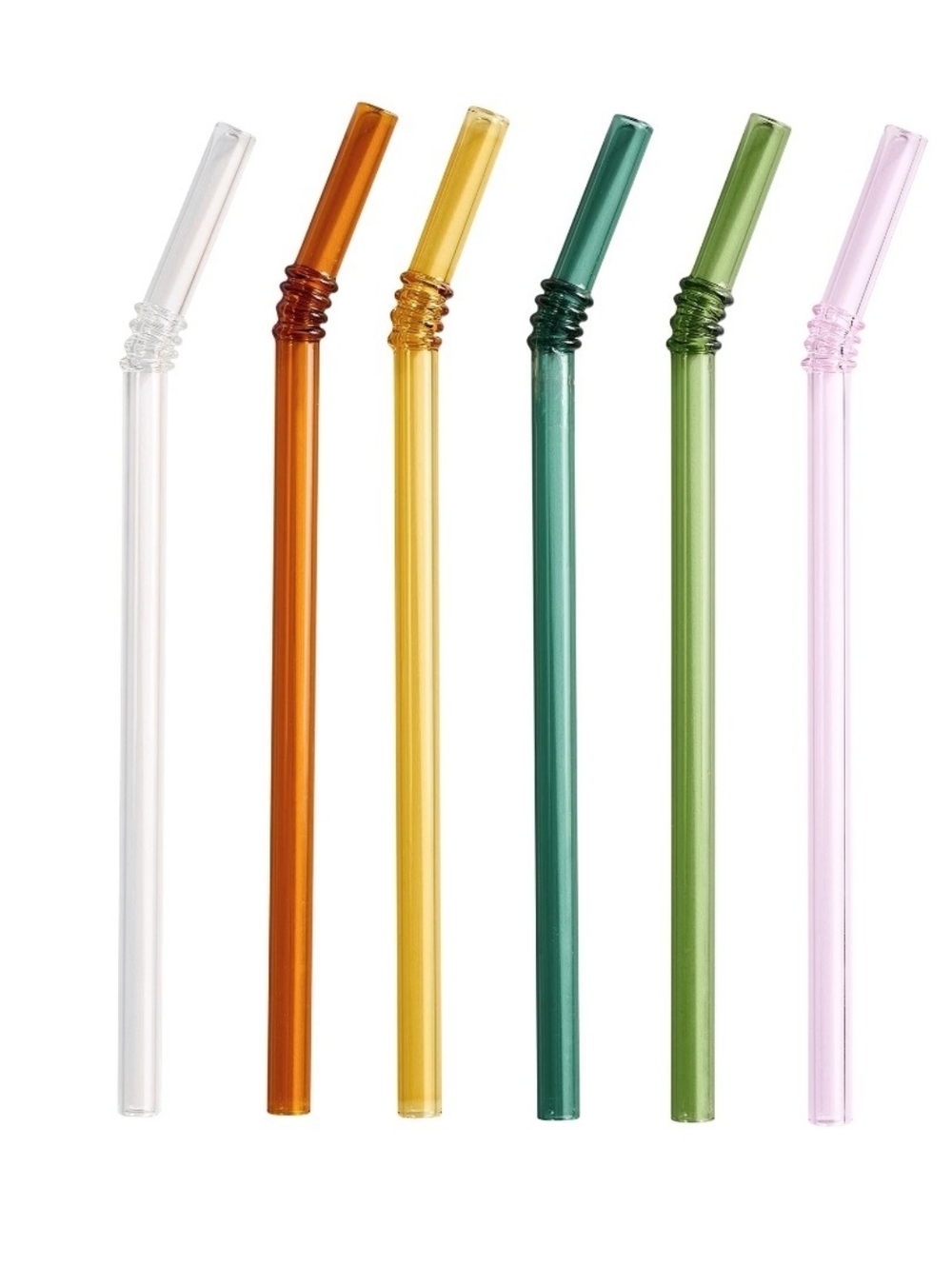 BHG Reusable Colored Glass Drinking Straws - Multi Color 6 NIB
